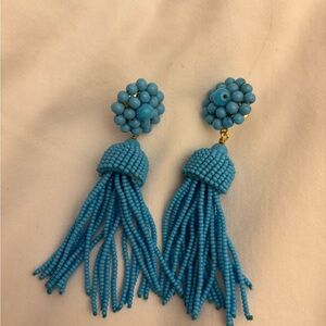 Lisi Lerch Blue Beaded Tassel Earrings
